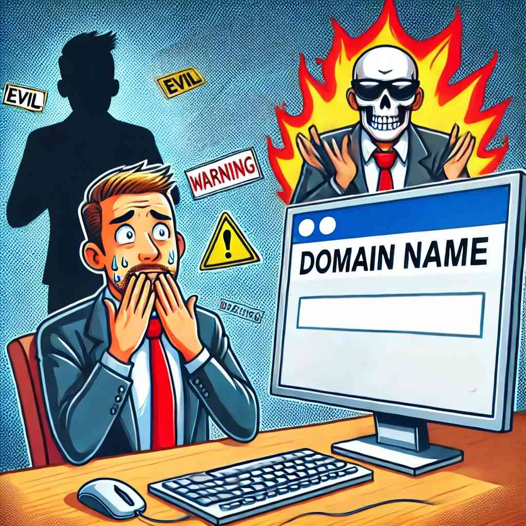 Humorous image of an evil domain history